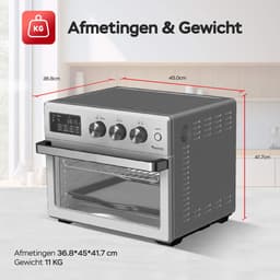 TurboTronic AF32DRD Airfryer XXL en Mini Oven – 32 Liter – Vrijstaande Oven – 12 Kookprogramma’s – 25° tot 230°C – Zilver — thumbnail 8