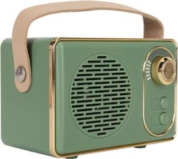 Retro bluetooth-speaker-Retro-speaker-Bluetooth 5.0-extra bas-groen — thumbnail 1