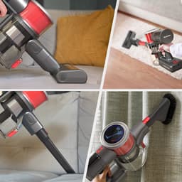 Auronic Steelstofzuiger Draadloos 350W - Draadloze Stofzuiger - HEPA Filter - Zelfstaand - Extra Accu - Op Accu - Zonder Zak - Kruimeldief - Vacuum Cleaner - Grijs/Rood — thumbnail 4