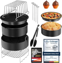 Airfryer Accessoireset – 15-delige ronde heteluchtfriteuse accessoires, geschikt voor COSORI 4,7L, Philips 6,2L, Tefal 4,2L – Inclusief siliconen bakvorm & e-book — thumbnail 1