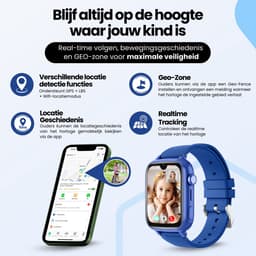 Protectly® GPS Horloge Kind Met Simkaart - 4G - SOS Knop - Smartwatch Kinderen - GPS Tracker Kind - Kinder Smartwatch - Videobellen - HD Camera - Whatsapp en SMS - Elke polsmaat - Incl. Simkaart — thumbnail 5
