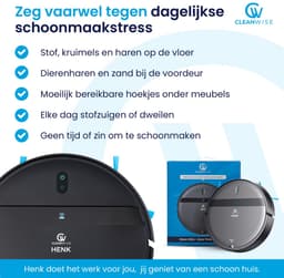 CleanWise Henk Duo Pack – 2× Robotstofzuiger met dweilfunctie en laadstation – 4500 Pa zuigkracht, app- en spraakbediening – ideaal voor huisdieren, harde vloeren & tapijt — thumbnail 2