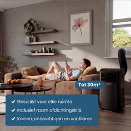 Auronic Mobiele Airco - 10.000 BTU - 4-in-1 - Airconditioning met 2 Raamafdichtingskits - Ventilator - Ontvochtiger - Tot 25m² - Zwart — thumbnail 3