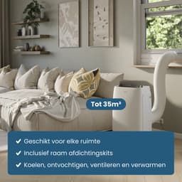 Auronic Mobiele Airco - 12.000 BTU - 4-in-1 - Airconditioning met 2 Raamafdichtingskits - Ventilator - Ontvochtiger - Tot 35m² - Wit — thumbnail 3