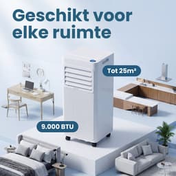 Auronic Mobiele Airco - 9.000 BTU - 3-in-1 - Airconditioning met 2 Raamafdichtingskits - Ventilator - Ontvochtiger - tot 25m² koelen - Wit — thumbnail 4