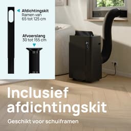 MOA Mobiele Airco - 12.000 BTU - 3-in-1 - Met Afstandbediening - Tot 35m² - Airconditioner met Ontvochtigingsfunctie - Raamafdichtingskit - Zwart — thumbnail 9