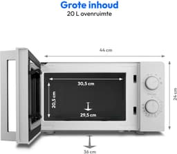 MEDION compacte magnetron (20 liter, 700 watt, ruimtebesparend ontwerp, 5 vermogensniveaus, ontdooifunctie, timerfunctie, MD12211) lichtgrijs [MODEL 2025] — thumbnail 6