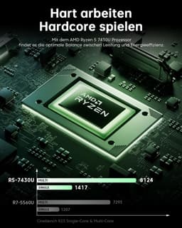 ACEMAGIC LX15Pro Gaming Laptop – 15,6 Zoll FHD Display - AMD Ryzen 5 7430U Prozessor - tot 4,3 GHz - 16 GB RAM DDR4 512 GB SSD - Grijs — thumbnail 2