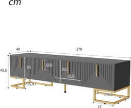 Tv-kast met laden - Lowboard meubel - Media opbergen - Gestructureerde deur - 170 x 40 x 455 cm — thumbnail 5