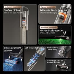 UWANT V500 Steelstofzuiger Draadloos - Zelflegende Stofzuiger zonder Zak - 25kPa Zuigkracht - LED-Verlichting - Kruimeldief Snoerloos — thumbnail 10