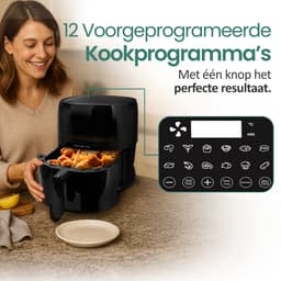 Emerio Airfryer XL - 5 Liter Heteluchtfriteuse - Regelbare thermostaat 80ºC tot 200ºC - 12 Kookprogramma's - Digitaal display - Timer functie - Kijkvenster - Cool touch - AF-129329.3 Zwart — thumbnail 4