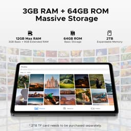 DOOGEE TAB A9 - Tablet - Android 15 - 12GB RAM + 64GB ROM（2TB/TF） - 10 Inch - 6580 mAh - 5G WiFi - Tablet Unisoc T310 - Dubbele Luidspreker - 3,5 mm aansluiting - Face ID - Zwart — thumbnail 9