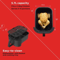 Instant Vortex Slim 5,7L airfryer (zwart) | 20% smaller | superstil met QuickMark | verlengde mand | anti-aanbaklaag | vaatwasmachcinebestendig — thumbnail 2