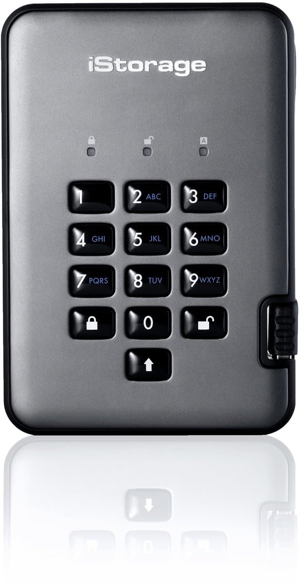 iStorage diskAshur PRO2 2000GB Zwart, Grafiet externe harde schijf — afbeelding 1