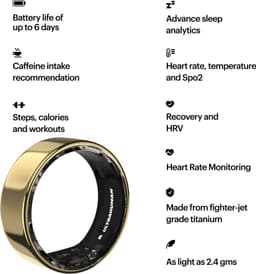 ULTRAHUMAN Ring AIR – Smart Ring | Geen maandabonnement | Bepaal eerst de juiste maat met de Sizing Kit | Slaaptracker - Hartslagmeter - Fitnesstracker – Air Gold – Size 7 — thumbnail 2