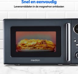 MEDION Retro magnetron (20 liter, ca. 800 watt, 5 magnetronstanden, digitaal display, ontdooifunctie, compact) grijs — thumbnail 5