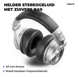 DJ koptelefoon premium - Vonyx HDX200SB - Over ear koptelefoon - Opbergtas - DJ/producer - Aluminium — thumbnail 4