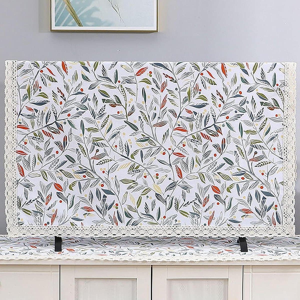 TV beschermhoes - Scherm stofkap - TV decoreren - Delicaat kantpatroon - Tot 65 inch - Stijl A — afbeelding 1