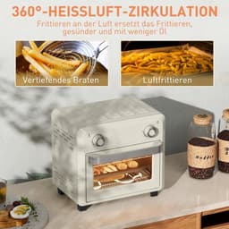 10L Mini Heteluchtoven & Airfryer, 1000W met Timer, voor Frituren, Grillen & Bakken, Vaatwasserbestendig, Crèmewit — thumbnail 7