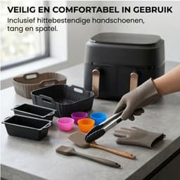 Somstyle Accessoires Set Geschikt voor Philips Dual Basket 3000 & 5000 Dubbele Airfryer - 23-Delig - Cup Cake Bakvorm - Heteluchtfriteuse Mandje - Zwart — thumbnail 8