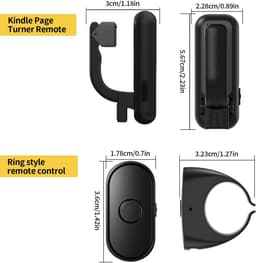 KZQ E-reader-pagina-omdraaier — Draadloze pagina-omdraaier — Afstandsbediening voor camera/camcorder — Compatibel met iPad, tablets en mobiele telefoons — Zwart — thumbnail 2