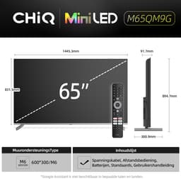 CHiQ M65QN9G - Smart TV 65 Inch - 4K Mini LED - QLED Smart TV - Google TV 5.0 - Dolby Vision — thumbnail 14