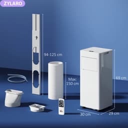 4-in-1 Mobiele Airco - Draagbare Airconditioner - 4-in-1 Koelen, Ontvochtiger, Ventilator & Slaapstand - 9000 BTU - voor 15-28 m² - met Afstandsbediening, Wasbaar Filter, LED-display & 24-uurs Timer - Wit — thumbnail 9