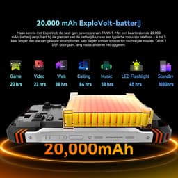 OSCAL TANK 1 Robuuste Smartphone 5G - 48GB RAM - 512GB ROM - 6,78 inch 2,4K FHD+ 120Hz - 20000mAh - 64MP + 50MP Camera, 20MP Nachtzicht - 170LM Dubbele LED-lamp - 100dB luidspreker - IP68/IP69K Outdoor Telefoon - Android 15 - NFC GPS - Oranje — thumbnail 16