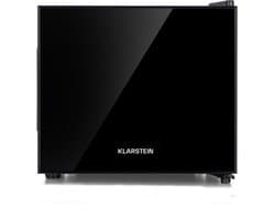 Klarstein Mini-Koelkast Frosty Vrijstaande - 10 Liter - Losse Glazen Bodemplaat - 33dB - Koele Frisheid - Voor Gastkamers Of Slaapkamers - Glansrijk - Thermo-elektrisch Koelsysteem - Spiegelglasdeur - praktisch - Elegant - Zwart