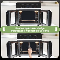 Airfryer XXL- Hete lucht friteuse - Bakken - Grillen - 2 Zones - Meerdere Compartimenten - Met receptenboek - 2200 W met LED-touchscreen- 23 Liter — thumbnail 6