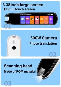 MD04 3.38" Touchscreen 134 Taal Penvertaler "Stem, Foto en Tekst vertaling" — thumbnail 2