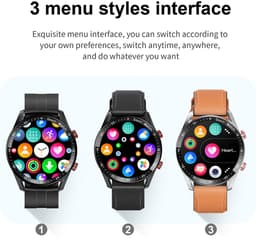 Knobbout Slimme Smartwatch met 1,28 inch Touchscreen- PPG als ECG hartslag- en hartfilamentmeting - ECG + PPG dubbele hartmonitor voor nauwkeurige gezondheidsbewaking - Bluetooth bellen en contacten synchronisatie - zwart staal+siliconen horlogeband — thumbnail 17