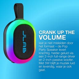 JLab Pop Mini Bluetooth Speaker Draadloos - Draagbare Muziekbox - 8 uur Batterijduur - 5 Watt - IPX6 Waterproof - Multipairing - Instelbare Party Lights - App Equalizer - Zwart — thumbnail 10
