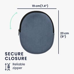 kwmobile headset case geschikt voor Anker Soundcore Q20i hoes - 22,5 x 17 cm - Koptelefoon cover met rits - Neopreen en ribfluweel - In vintage blauw — thumbnail 5