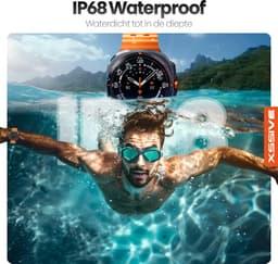 Xssive - Smartwatch - 47 mm - Titanium Zwart - AMOLED - IP68 Waterdicht - Smartwatch Heren - Oranje — thumbnail 8