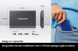 Samsung Portable T7 - Externe SSD - USB C 3.2 - Inclusief USB C en USB A kabel - Geschikt voor iPhone USB C - 1 TB - Grijs — thumbnail 9