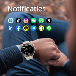 Maoo Titan AMOLED Smartwatch Heren - Special Edition - Stainless Steel en 2 TPU bandjes - Stappenteller - Hartslagmeter - Slaapmonitor - Multisport - Geschikt voor Android en iOS - Zilver en Goud — thumbnail 6