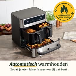 Cuisinart - Tri Zone 13,6 L Airfryer & Oven - 3 zones Heteluchtfriteuse (2x4,3 L + 5 L) - 9 functies - Sync Cooking - PFAS-vrije keramische coating - 2520 – 3000W - Grijs — thumbnail 6