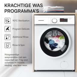 Heinner HWM-M7012SMD++ Wasmachine 7 kg – 1200 tpm – 15 Programma’s – Digitaal Display – 90°C Sterilisatieprogramma – Wit – 5 Jaar Garantie — thumbnail 8