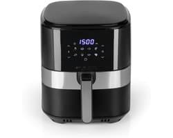 RVV® Airfryer xl - Airfryer xxl - Heteluchtfriteuse - 6,2 Liter - 8 programma's - roestvrij staal/zwart - 30cm x 39cm x 34cm