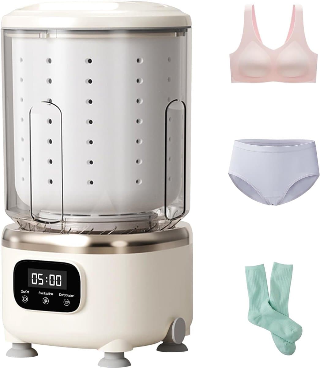 Wit Mini Wasmachine 3-in-1 - Draadloos met Centrifuge - Voor Onderkleding & Babykleding - Ideaal voor Reizen, Dorms en Appartementen — afbeelding 1