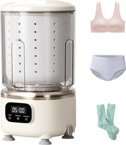 Wit Mini Wasmachine 3-in-1 - Draadloos met Centrifuge - Voor Onderkleding & Babykleding - Ideaal voor Reizen, Dorms en Appartementen — thumbnail 1
