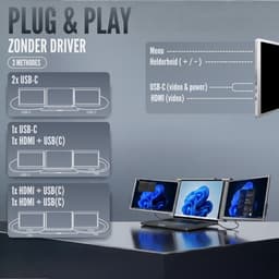 Triple Portable Monitor Expert 14" MultiCable - IPS Tri screen - Extra scherm laptop - Plug & Play - Incl. draagtas — thumbnail 7
