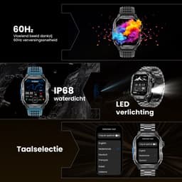 Maoo FORGE GPS Square - GPS Smartwatch Heren - Sporthorloge - 3 Bandjes - Stappenteller - Hartslagmeter - Slaapmonitor - Belfunctie - LED Zaklamp - Multisport - Geschikt voor Android en iOS - Gun Metal Blue — thumbnail 12