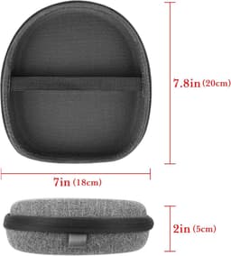 Allecto- Hoofdtelefoon draagtas - beschermende harde reistas - met kabel - opbergruimte voor oplader - grijs - hoofdtelefoon draagtas compatibel met verschillende merken - Jabra, Skullcandy, Mpow, Shure, Sennheiser — thumbnail 5