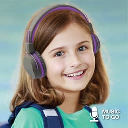 JLAB Jbuddies kinder Koptelefoon Draadloos – Koptelefoon kinderen geluidsdempend – Gehoorbescherming kinderen – Volumelimiet 84 dB – 24 uur batterijduur – Bluetooth - Grijs/Paars — thumbnail 7