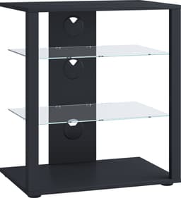 VCM hifi-kasten, platenspelerkast, stereokast, hifi-rekken, routerstandaard, hifi-rekken en -standaards, witte platenspelerstandaard, draaitafelstandaard met opbergruimte voor vinylplaten, platenspelermeubel, glazen tv-meubel, mediameubel — thumbnail 4