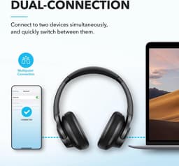 soundcore van Anker Q20i-hoofdtelefoon met hybride actieve ruisonderdrukking, bluetoothoordoppen, speelduur van 40 u, Hi-Res Audio, veel bas, appinstellingen, transparantiemodus, ideaal voor op reis — thumbnail 3