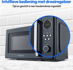 MEDION Retro magnetron (20 liter, ca. 800 watt, 5 magnetronstanden, digitaal display, ontdooifunctie, compact) grijs — thumbnail 3