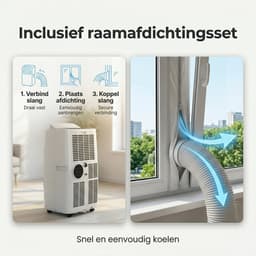 Komodo Frosty+ Mobiele Airco 12000 BTU – 4-in-1 Airconditioner – WiFi App & Afstandsbediening – Airco met Raamafdichtingskit & Afvoerslang – Ontvochtiger & Ventilator — thumbnail 3